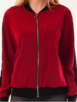 Bluza Dama Cu Fermoar Fancy Grena
