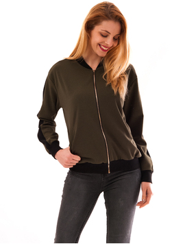 Bluza Dama Cu Fermoar Fancy Kaki
