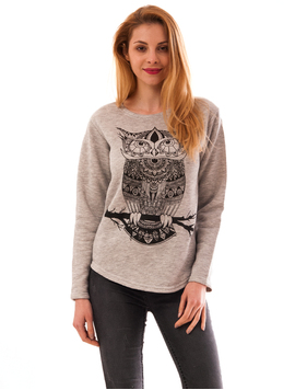 Bluza Dama Cu Imprimeu Owl Gri