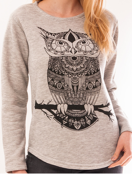 Bluza Dama Cu Imprimeu Owl Gri