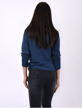 Bluza Dama Cu Imprimeu Young Bleumarin Si Auriu