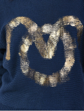 Bluza Dama Cu Imprimeu Young Bleumarin Si Auriu