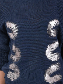 Bluza Dama Cu Imprimeu Young Bleumarin Si Argintiu