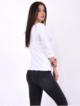 Bluza Dama Cu Bufnita Positive Vibes Alba