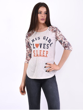 Bluza Dama Cu Imprimeu This Girl Bej