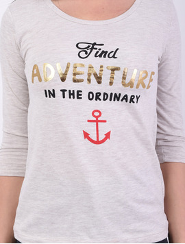 Bluza Dama Cu Imprimeu Find Adventure Bej