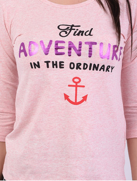 Bluza Dama Cu Imprimeu Find Adventure Roz