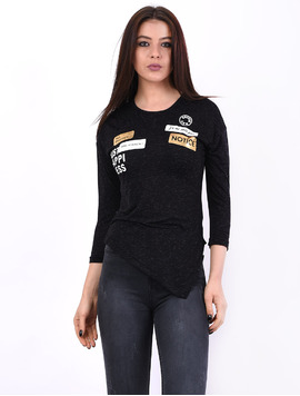 Bluza Dama Cu Imprimeu Just Happiness Neagra