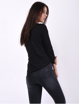 Bluza Dama Cu Imprimeu Just Happiness Neagra