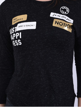 Bluza Dama Cu Imprimeu Just Happiness Neagra