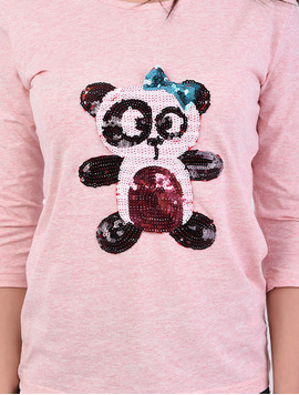 Bluza Dama Cu Ursulet Din Paiete Power Roz