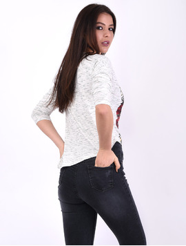 Bluza Dama Cu Imprimeu Trandafiri Always Gri Inspicat