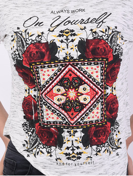 Bluza Dama Cu Imprimeu Trandafiri Always Gri Inspicat