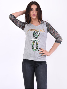 Bluza Dama Cu Imprimeu Metalica Gri