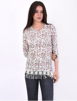 Bluza Dama Cu Franjuri La Baza Jump Alba