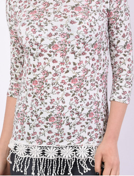 Bluza Dama Cu Franjuri La Baza Jump Alba