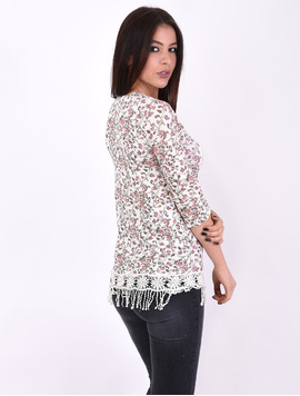 Bluza Dama Cu Franjuri La Baza Jump Alba