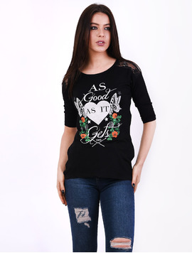 Bluza Dama Cu Imprimeu As Good As It Neagra