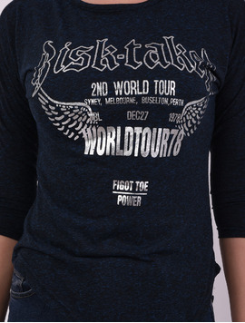 Bluza Dama Cu Imprimeu World Tour Bleumarin