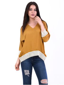 Bluza Dama Cu Broderie La Baza Challenge Mustar