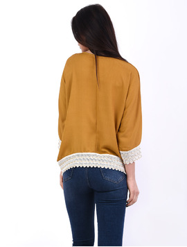 Bluza Dama Cu Broderie La Baza Challenge Mustar