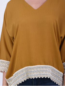 Bluza Dama Cu Broderie La Baza Challenge Mustar