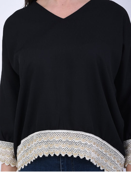Bluza Dama Cu Broderie La Baza Challenge Neagra