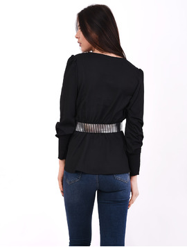 Bluza Dama Cu Elastic In Talie Attract Neagra
