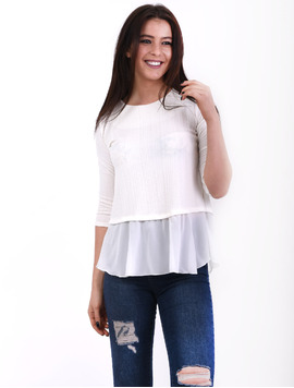 Bluza Dama Cu Voal La Baza Graduate Alba