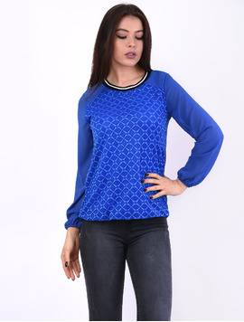 Bluza Dama Din Voal Si Dantela Worker Albastra