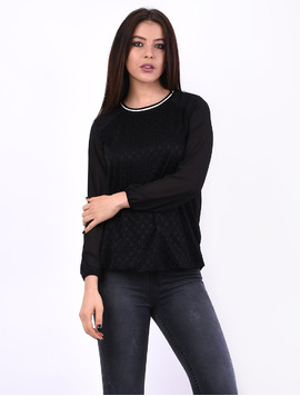 Bluza Dama Din Voal Si Dantela Worker Neagra