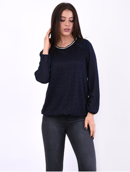 Bluza Dama Din Voal Si Dantela Worker Bleumarin