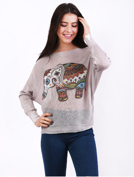Bluza Dama Cu Elefant India Bej