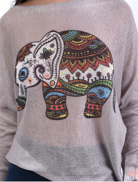 Bluza Dama Cu Elefant India Bej