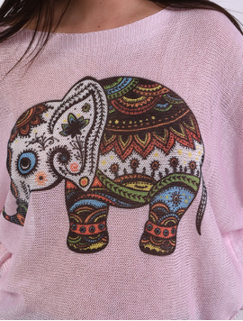 Bluza Dama Cu Elefant India Roz