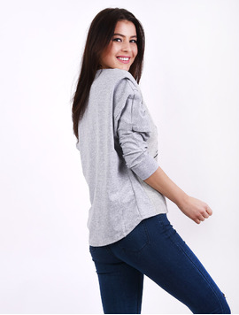 Bluza Dama Cu Maneca Lasata Bucket Gri