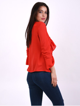 Bluza Dama Din Voal Cu Volanase Space Rosie