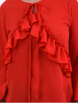 Bluza Dama Din Voal Cu Volanase Space Rosie