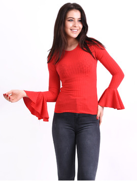 Bluza Dama Cu Maneca Clopot Basic Rosie