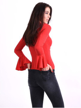 Bluza Dama Cu Maneca Clopot Basic Rosie