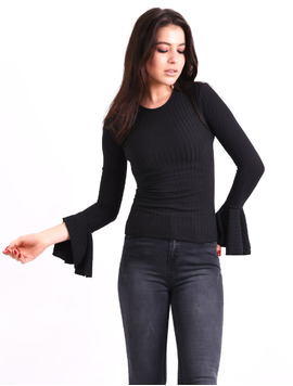 Bluza Dama Cu Maneca Clopot Basic Neagra