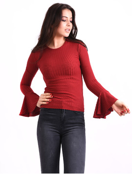 Bluza Dama Cu Maneca Clopot Basic Grena