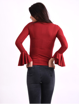 Bluza Dama Cu Maneca Clopot Basic Grena