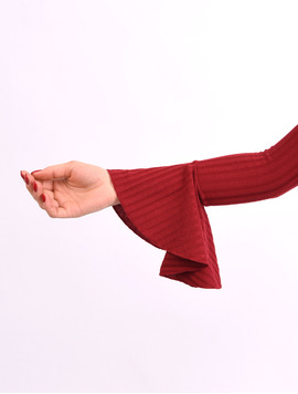 Bluza Dama Cu Maneca Clopot Basic Grena