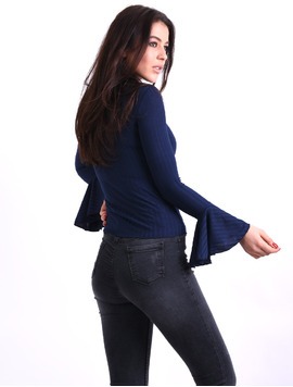 Bluza Dama Cu Maneca Clopot Basic Bleumarin