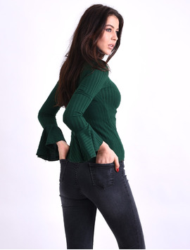 Bluza Dama Cu Maneca Clopot Basic Verde