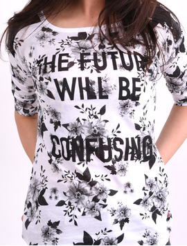 Bluza Dama Cu Imprimeu Confusing Gri Si Alb