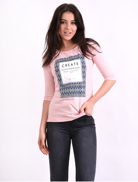 Bluza Dama Cu Imprimeu Create Roz