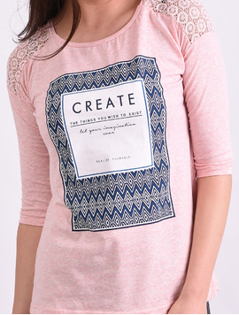 Bluza Dama Cu Imprimeu Create Roz