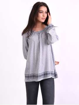 Bluza Dama Larga Cu Dantela La Guler Fresh Gri